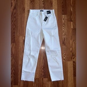 Brand new with tags express high waisted white ripped mom jeans
